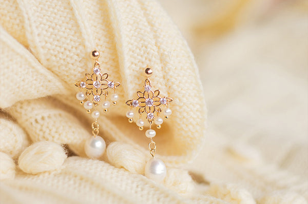 Floral Pearl-drop Earrings