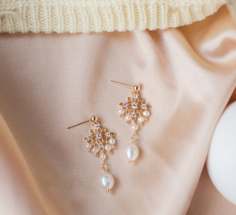 Floral Pearl-drop Earrings