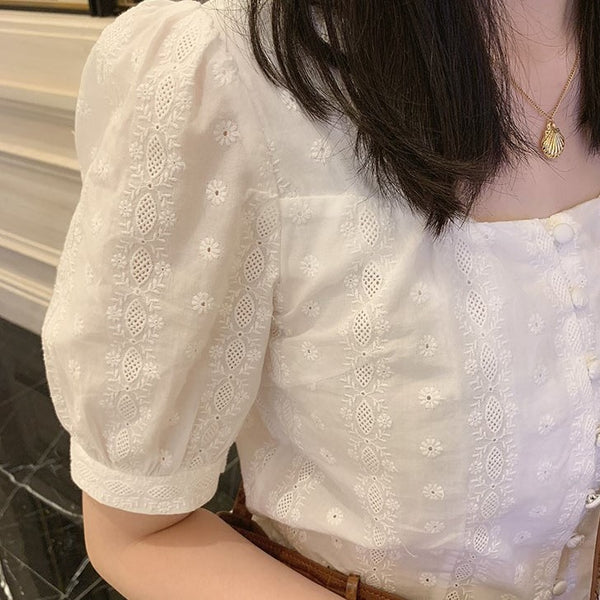 Lace Button Down Top